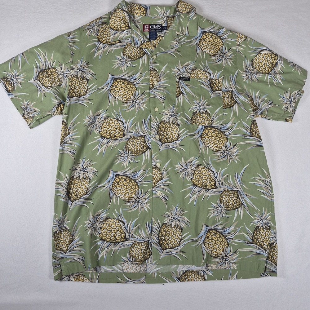 Chaps Ralph Lauren Button Down Men's Size Large Short Sleeve Tropical Hawaiian